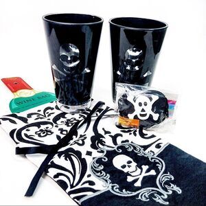Skull & Crossbones Party Bundle: Pint Cups, Wine Bag, Eye Patches